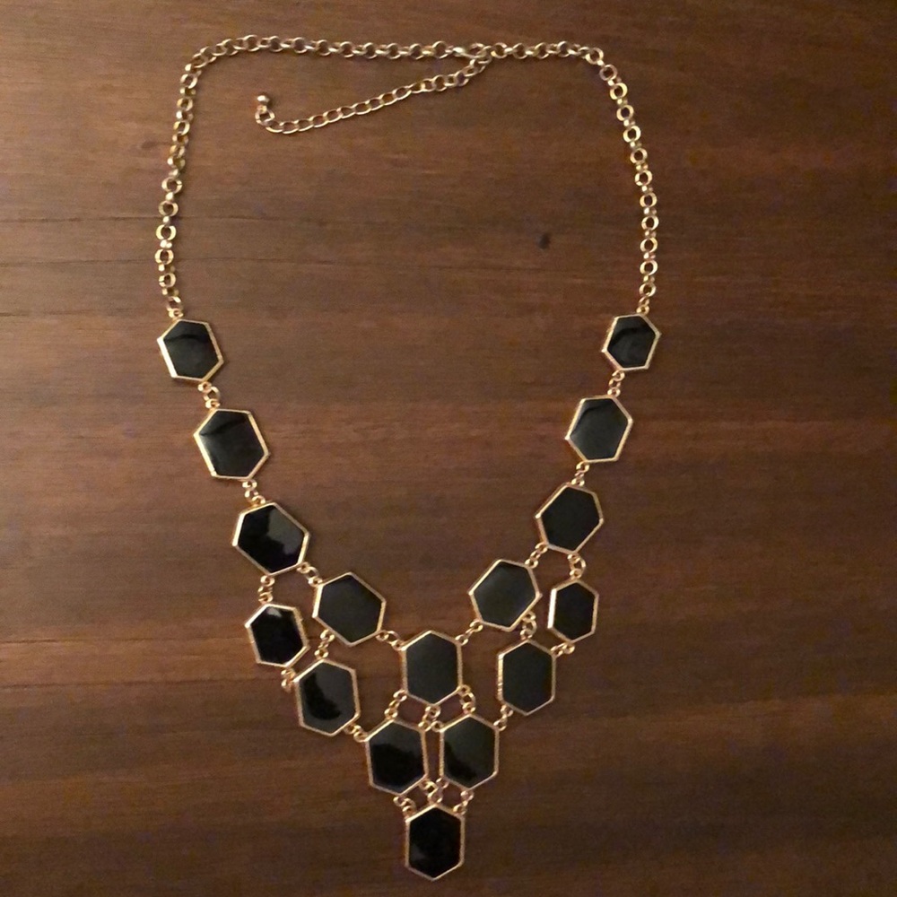 Black and gold geometric necklace